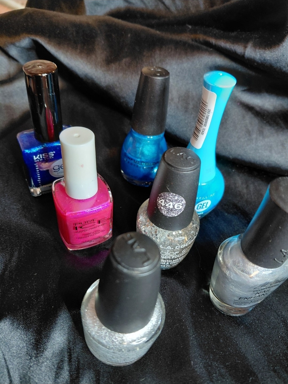Assorted Blue, Pink and Silver Nail Polish Set -